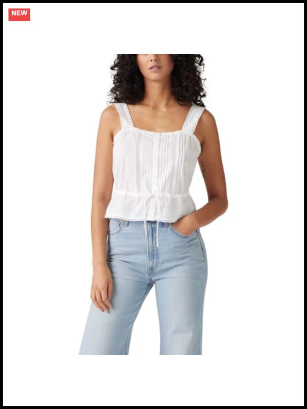 Sleeveless Button-Up Blouse with Lace Detailing 100% Cotton